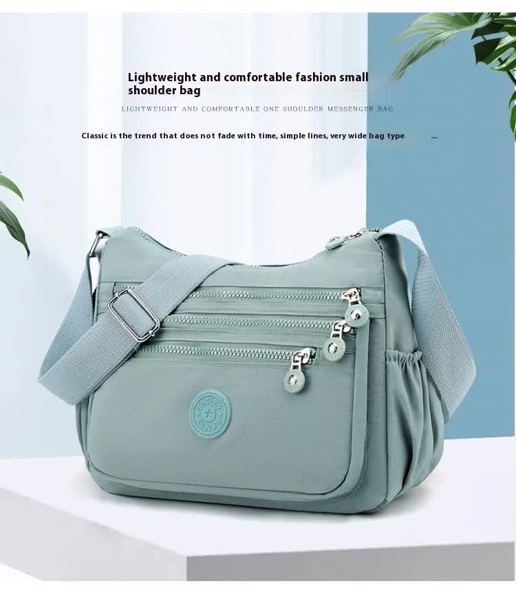 Women's Lightweight Nylon Crossbody Bag Waterproof Multi Pocket Shoulder Purse Travel Messenger Purple