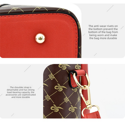 2 PCS Women's Handbag Set PU Leather Tote & Crossbody Purse Fashion Splicing Design Red