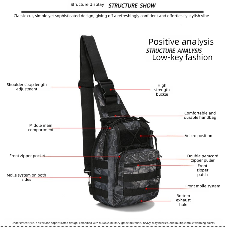 Tactical Sling Bag Men 600D Waterproof Crossbody Backpack MOLLE EDC Shoulder Pack for Hiking Cycling Tan