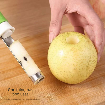 2 PCS 2-in-1 Apple Corer & Peeler Stainless Steel Fruit Prep Tool Red & Green Set Kitchen Gadget