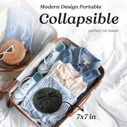 2 PCS Mesh Pop Up Laundry Hamper Collapsible Washing Basket with Side Pocket & Reinforced Handles Portable Dirty Clothes Bin for Dorm Travel & Toy Storage (Dark Blue & Orange)