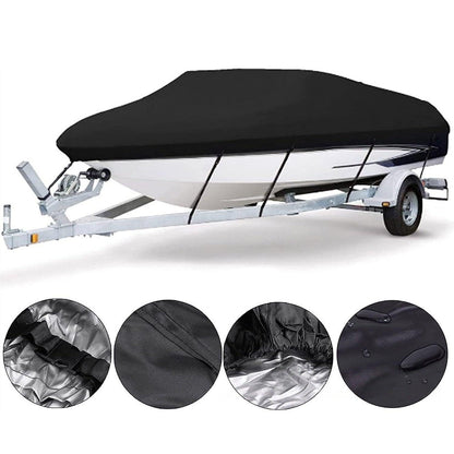 20-22ft Waterproof Boat Cover Trailerable V-Hull Runabout UV Resistant Marine Grade Storage Tarpaulin with Straps (Black, 700cm x 320cm).