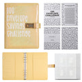 100 Envelope Savings Challenge Binder with Password Lock Holographic Yellow A5 Cash Stuffing Budget Planner Book Money Organiser for Couples (Glitter Yellow).