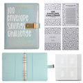 100 Envelope Savings Challenge Binder with Password Lock Holographic Blue A5 Cash Stuffing Budget Planner Book Money Organiser for Couples (Glitter Blue).