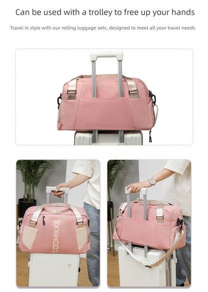 Large Travel Duffle Bag Gym Sports Weekender with Shoe Compartment Wet Pocket Lightweight Carry On Luggage Bag (Grey)