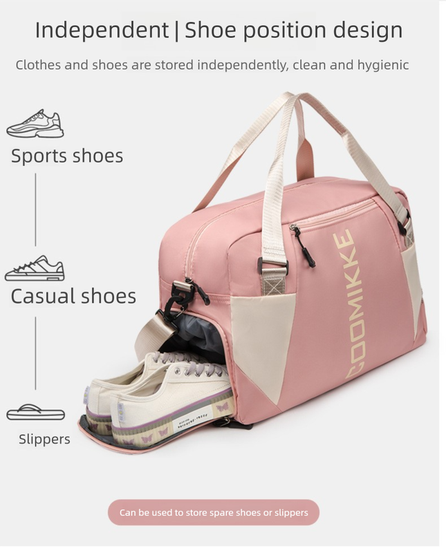 Large Travel Duffle Bag Gym Sports Weekender with Shoe Compartment Wet Pocket Lightweight Carry On Luggage Bag (Grey)