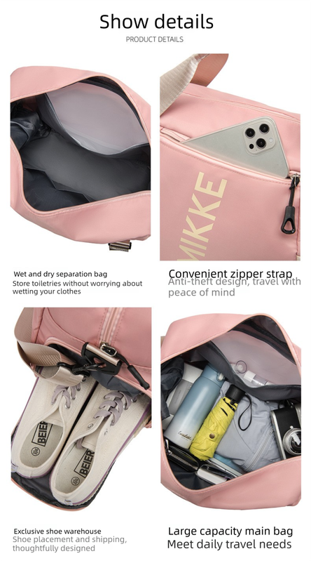 Large Travel Duffle Bag Gym Sports Weekender with Shoe Compartment Wet Pocket Lightweight Carry On Luggage Bag (Grey)