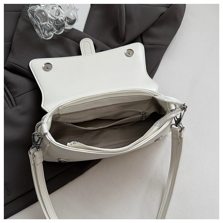 Womens Classic Baguette Shoulder Bag Soft PU Leather Underarm Purse with Adjustable Strap Crossbody Handbag Minimalist 90s Style Black