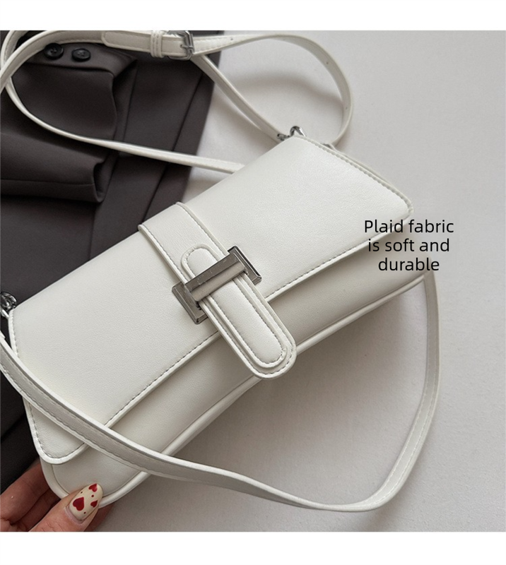 Womens Classic Baguette Shoulder Bag Soft PU Leather Underarm Purse with Adjustable Strap Crossbody Handbag Minimalist 90s Style Black