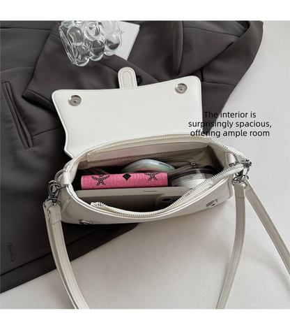 Womens Classic Baguette Shoulder Bag Soft PU Leather Underarm Purse with Adjustable Strap Crossbody Handbag Minimalist 90s Style Black