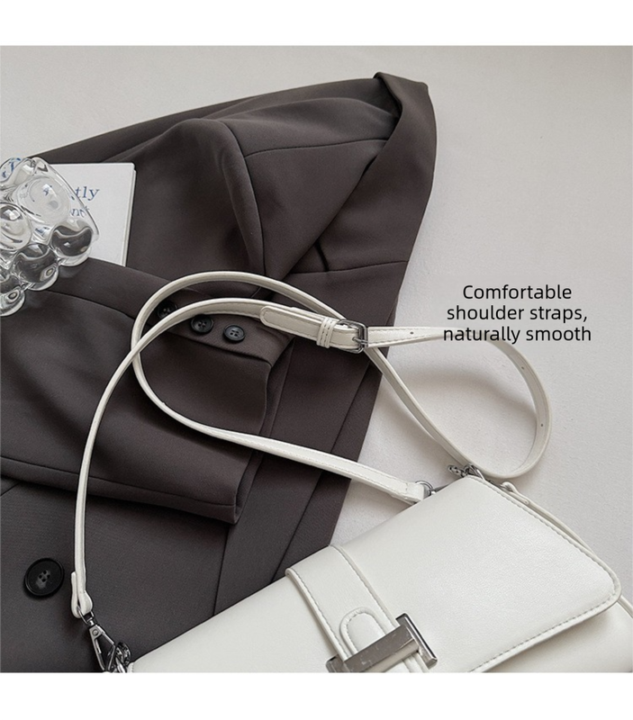 Womens Classic Baguette Shoulder Bag Soft PU Leather Underarm Purse with Adjustable Strap Crossbody Handbag Minimalist 90s Style Black
