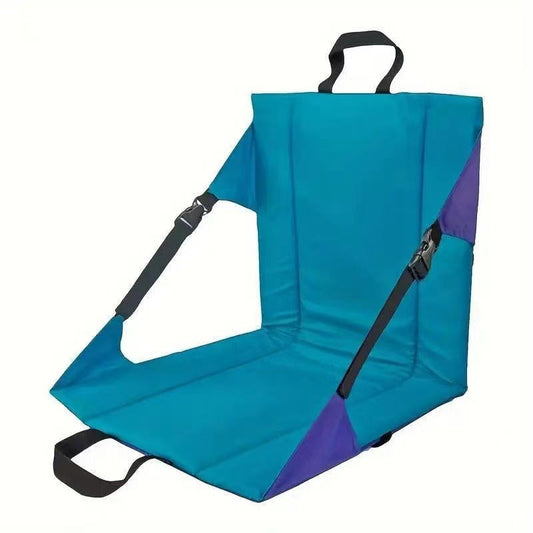 Portable Folding Stadium Seat Cushion with Back Support Lightweight Outdoor Chair for Camping Concerts Hiking Beach Bleachers Purple and Blue.