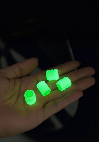 2 Packs of 4 Green Luminous Tyre Valve Caps Glow in The Dark Universal Wheel Air Dust Covers for Cars Bikes Motorcycles Scooters One-Piece Design.