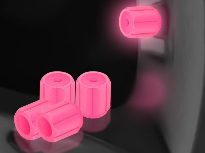 2 Packs of 4 Pink Luminous Tyre Valve Caps Glow in The Dark Universal Wheel Air Dust Covers for Cars Bikes Motorcycles Scooters One-Piece Design.