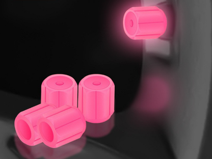 2 Packs of 4 Pink Luminous Tyre Valve Caps Glow in The Dark Universal Wheel Air Dust Covers for Cars Bikes Motorcycles Scooters One-Piece Design.