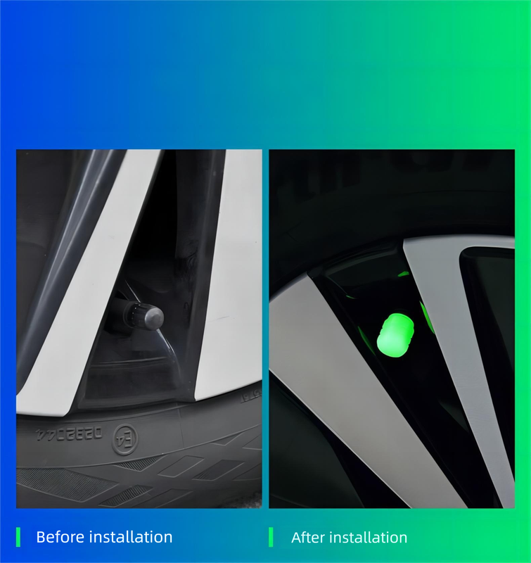 2 Packs of 4 Pink Luminous Tyre Valve Caps Glow in The Dark Universal Wheel Air Dust Covers for Cars Bikes Motorcycles Scooters One-Piece Design.