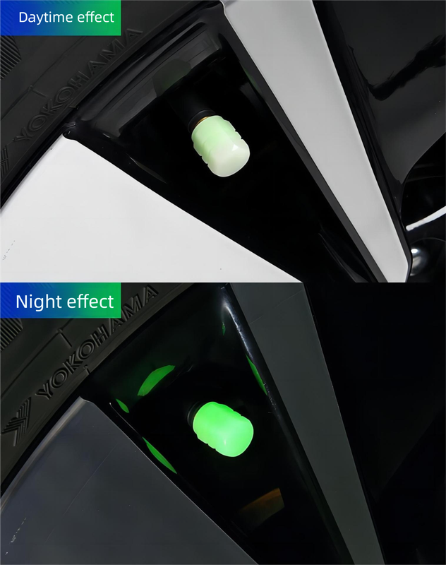 2 Packs of 4 Pink Luminous Tyre Valve Caps Glow in The Dark Universal Wheel Air Dust Covers for Cars Bikes Motorcycles Scooters One-Piece Design.