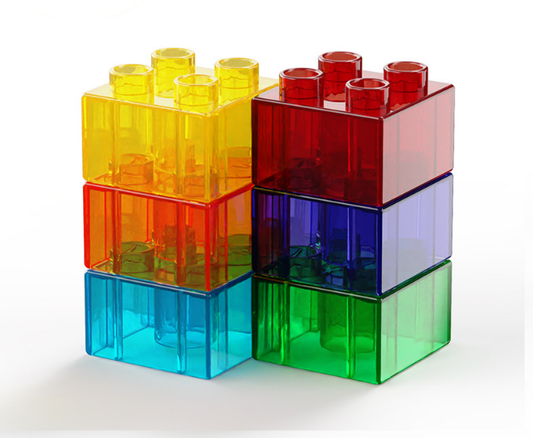 30pcs Large Building Blocks Transparent 2x2 Bricks Compatible Base Parts Educational Construction Toy for Kids Toddlers 6 Colours Mix.