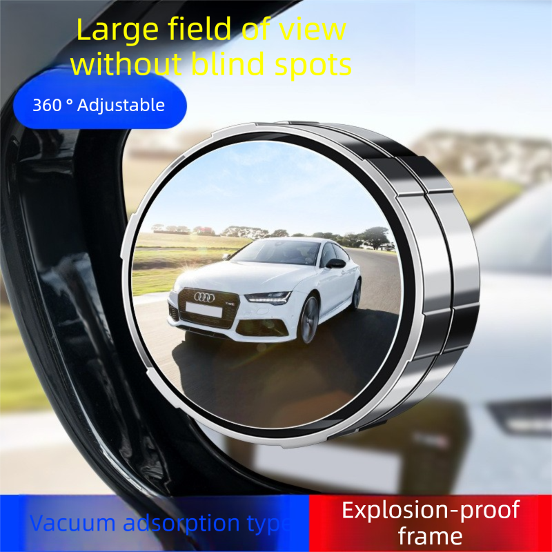2Pcs Car Blind Spot Mirrors Suction Cup Vacuum Adsorption 360 Adjustable Round Rear View Convex Mirror Waterproof Black Frame for Cars SUVs.