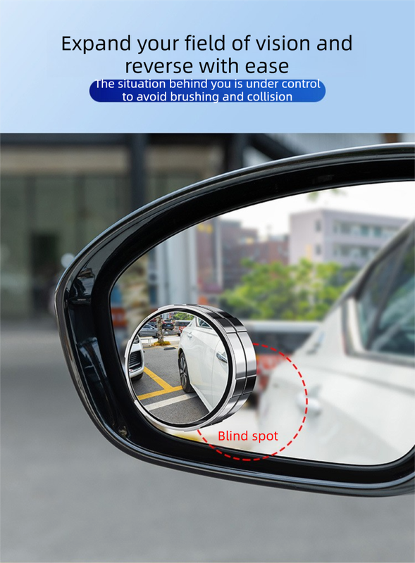 2Pcs Car Blind Spot Mirrors Suction Cup Vacuum Adsorption 360 Adjustable Round Rear View Convex Mirror Waterproof Black Frame for Cars SUVs.