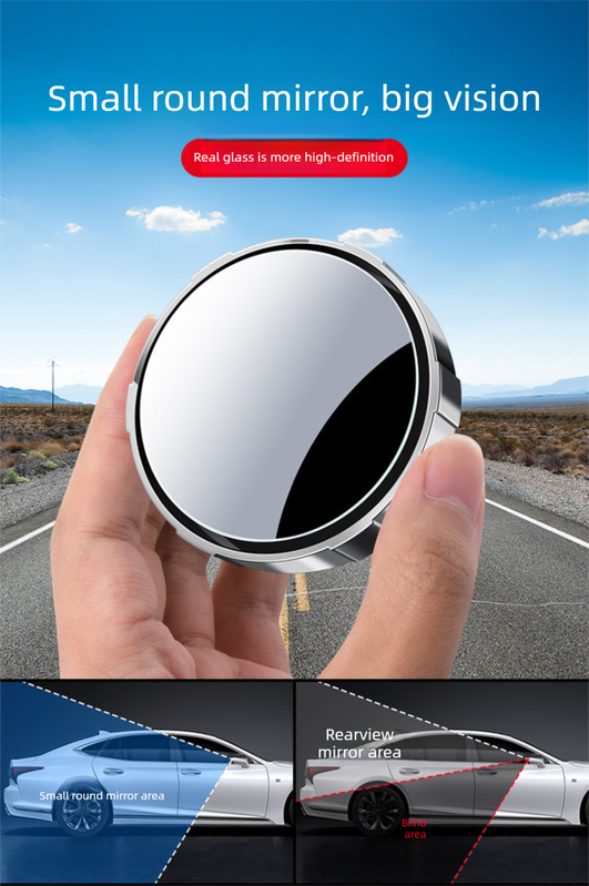 2Pcs Car Blind Spot Mirrors Suction Cup Vacuum Adsorption 360 Adjustable Round Rear View Convex Mirror Waterproof Black Frame for Cars SUVs.