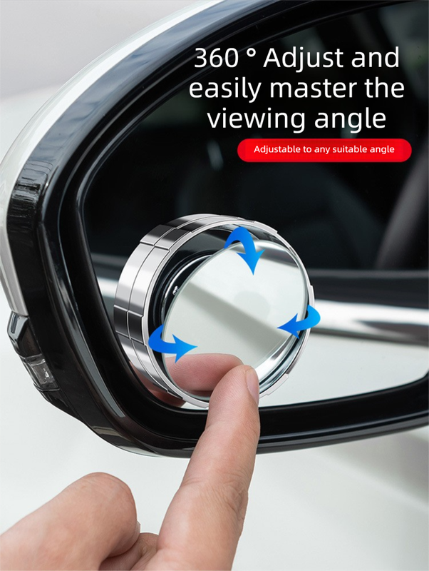 2Pcs Car Blind Spot Mirrors Suction Cup Vacuum Adsorption 360 Adjustable Round Rear View Convex Mirror Waterproof Black Frame for Cars SUVs.