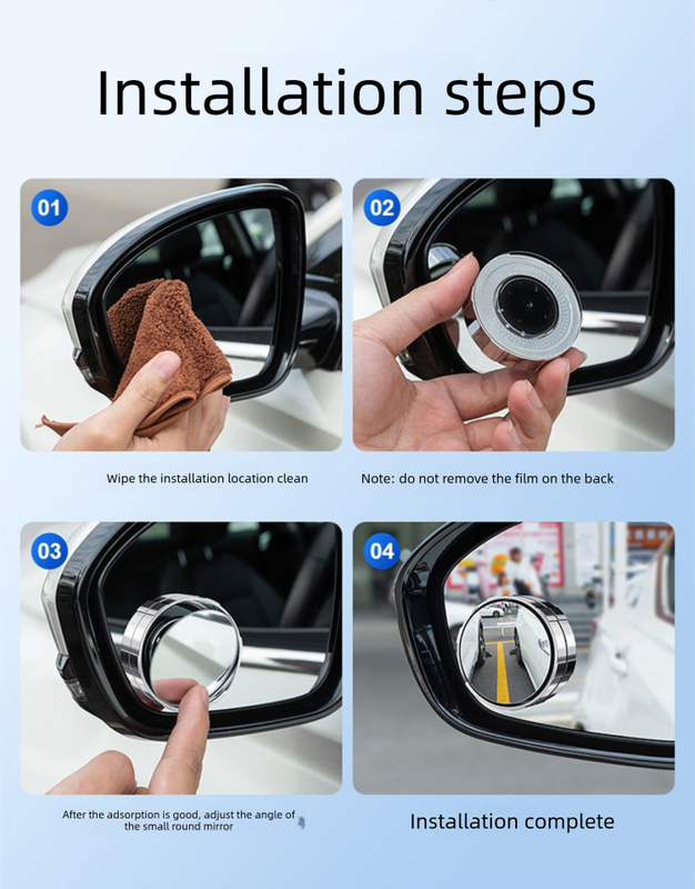 2Pcs Car Blind Spot Mirrors Suction Cup Vacuum Adsorption 360 Adjustable Round Rear View Convex Mirror Waterproof Black Frame for Cars SUVs.