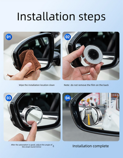 2Pcs Car Blind Spot Mirrors Suction Cup Vacuum Adsorption 360 Adjustable Round Rear View Convex Mirror Waterproof Black Frame for Cars SUVs.