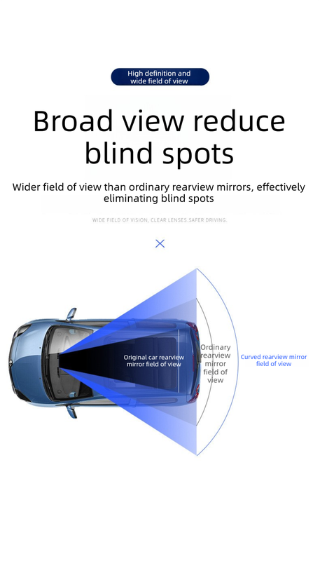 Panoramic Rear View Mirror Car Wide Angle Convex Curve Mirror Anti-Glare Universal Clip-On Interior Rearview Mirror 28.5cm Large Field of Vision.