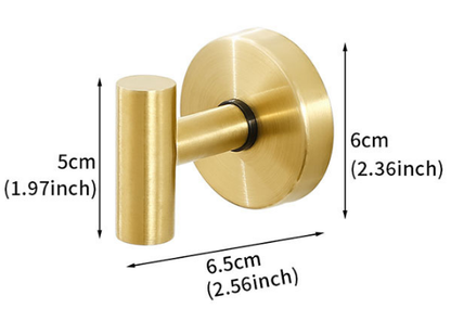 Matte Gold T-Bar Suction Cup Hook Stainless Steel Vacuum Wall Hanger No Drill Robe Towel Holder for Bathroom Kitchen - Heavy Duty