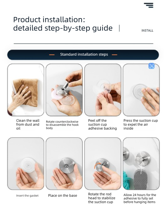 Matte Gold T-Bar Suction Cup Hook Stainless Steel Vacuum Wall Hanger No Drill Robe Towel Holder for Bathroom Kitchen - Heavy Duty