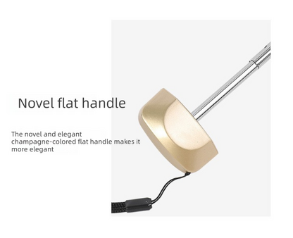 Compact Mini Pocket Umbrella UPF50+ Sun Protection Lightweight Travel Parasol - Windproof 5-Fold Rain Shade with Flat Gold Handle (Black)