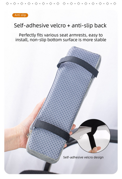 A Pair of Ergonomic Memory Foam Chair Armrest Pads (Curved PLUS) - Plush Velvet Elbow Support Cushions for Office & Gaming Chairs (Blue)
