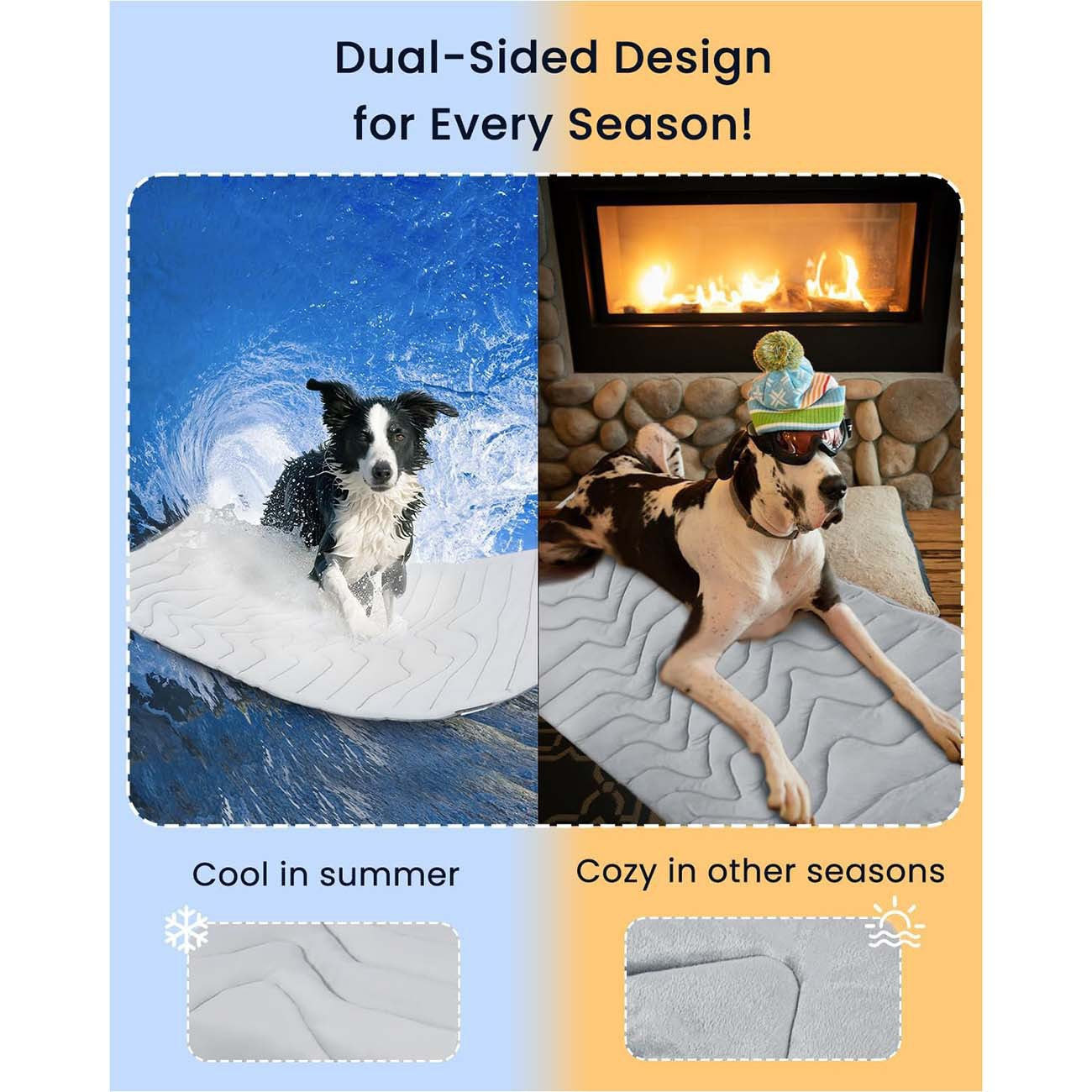 Pet Cooling Mat Self Cooling Pad for Dogs Cats Dual Sided Summer Sleeping Bed Blue Extra large (150x101cm)
