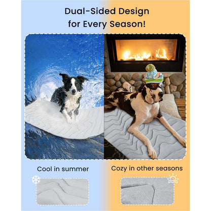 Pet Cooling Mat Self Cooling Pad for Dogs Cats Dual Sided Summer Sleeping Bed Blue Extra large (150x101cm)