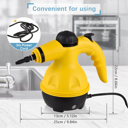 Multi-Purpose Handheld Steam Cleaner with 9 Accessories - High Pressure Chemical-Free Steamer for Kitchen, Bathroom, Car & Grout Cleaning (Includes AU Adapter).