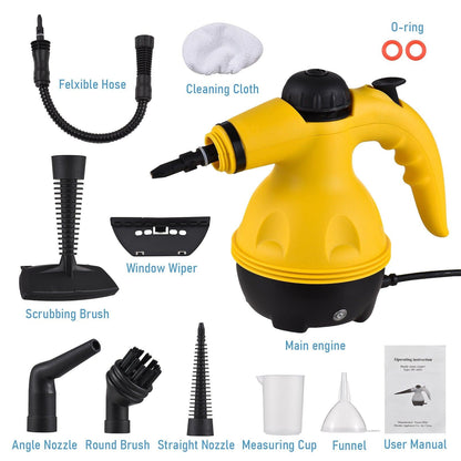Multi-Purpose Handheld Steam Cleaner with 9 Accessories - High Pressure Chemical-Free Steamer for Kitchen, Bathroom, Car & Grout Cleaning (Includes AU Adapter).