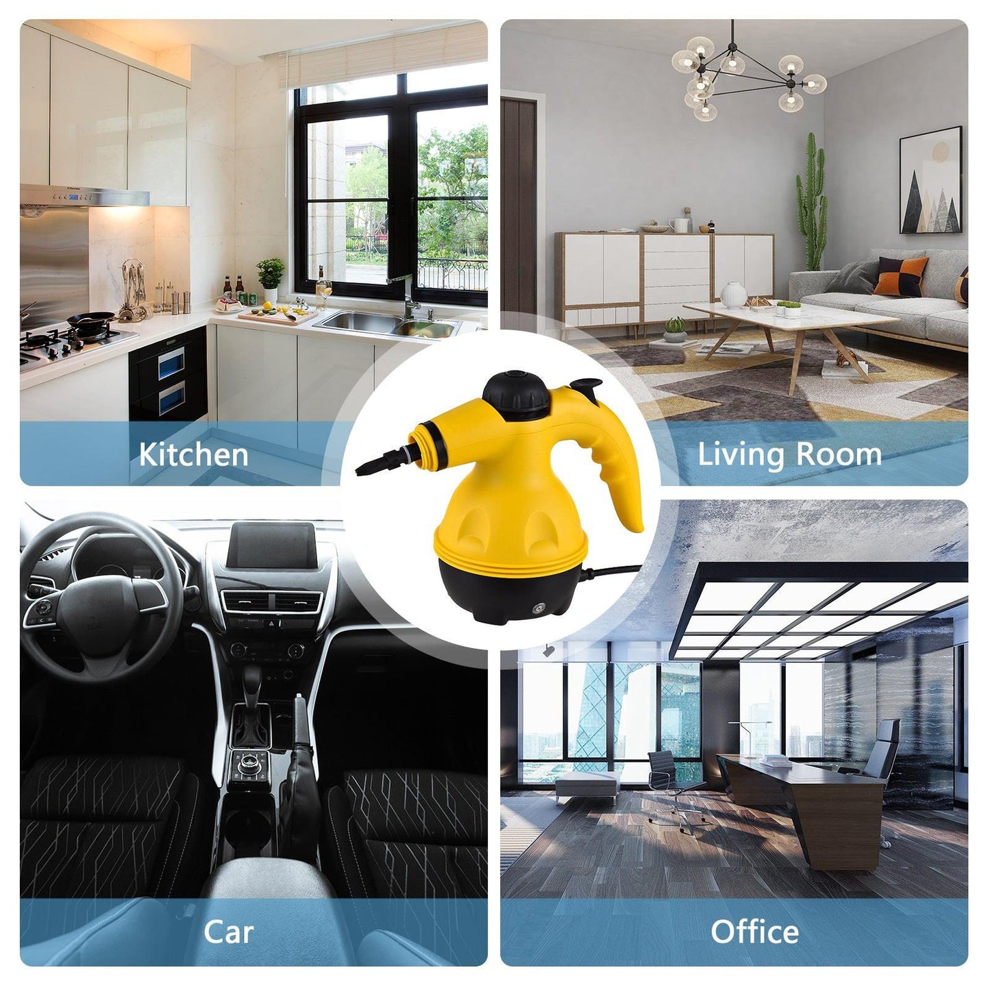 Multi-Purpose Handheld Steam Cleaner with 9 Accessories - High Pressure Chemical-Free Steamer for Kitchen, Bathroom, Car & Grout Cleaning (Includes AU Adapter).