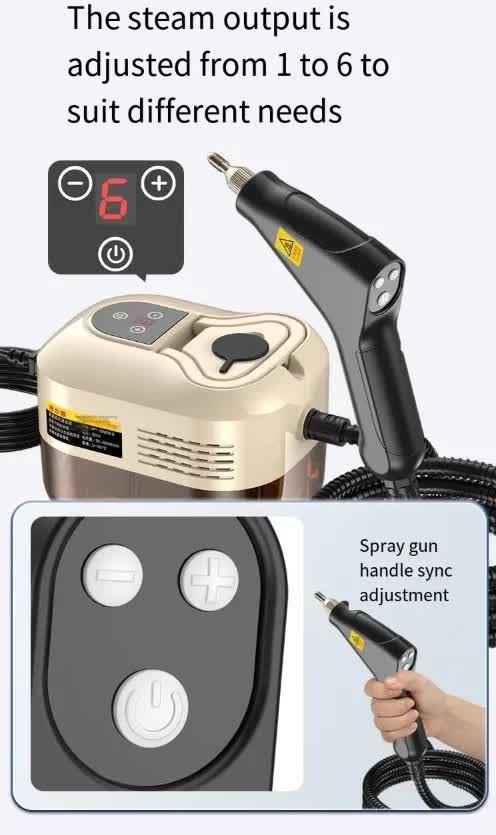 Black 1500W High Pressure Steam Cleaner with Digital Display (3.5 BAR) - 1.2L Heavy Duty Steamer for Kitchen Grease, Grout, Car Detailing & Upholstery (AU Plug).