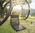 Portable Ground Chair with Back Support - Foldable Outdoor Floor Seat with Sturdy Iron Frame - Black Oxford Fabric for Picnics, Festivals & Camping.