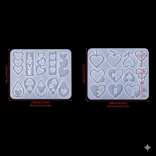 2 Pieces Mother's Day DIY Heart Earring Silicone Molds Set Heart Shaped Pendant Resin Casting Tools for Jewellery Making and Crafts.