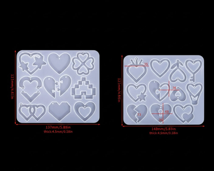 2 Pieces Mother's Day DIY Heart Earring Silicone Molds Set Heart Shaped Pendant Resin Casting Tools for Jewellery Making and Crafts.