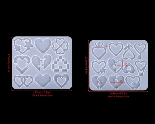 2 Pieces Mother's Day DIY Heart Earring Silicone Molds Set Heart Shaped Pendant Resin Casting Tools for Jewellery Making and Crafts.