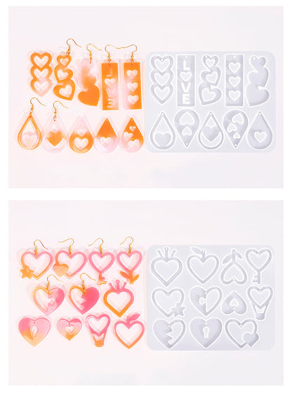 2 Pieces Mother's Day DIY Heart Earring Silicone Molds Set Heart Shaped Pendant Resin Casting Tools for Jewellery Making and Crafts.