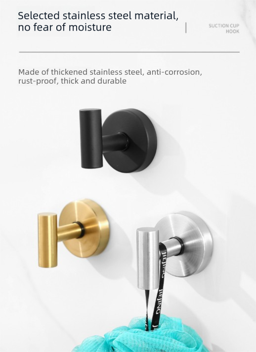 Stainless Steel Vacuum Suction Cup Hook Rack 3-Hook Silver Wall Mounted Towel Rail for Bathroom and Kitchen No Drilling Required