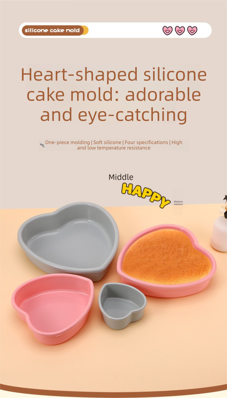 9 Inch Large Heart Shaped Silicone Cake Mould - Grey Non-Stick Baking Pan for Party & Celebration Cakes - Reinforced Rolled Edge Tray (25.9cm)