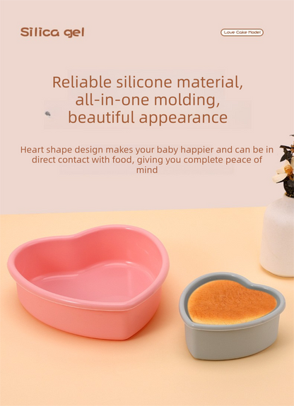 9 Inch Large Heart Shaped Silicone Cake Mould - Grey Non-Stick Baking Pan for Party & Celebration Cakes - Reinforced Rolled Edge Tray (25.9cm)
