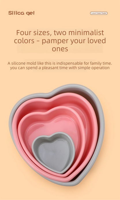9 Inch Large Heart Shaped Silicone Cake Mould - Grey Non-Stick Baking Pan for Party & Celebration Cakes - Reinforced Rolled Edge Tray (25.9cm)