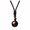 Natural Red Tiger Eye Necklace 16mm Round Stone Pendant Hand Braided Rope Lucky Protection Amulet Jewellery Gift for Men & Women.