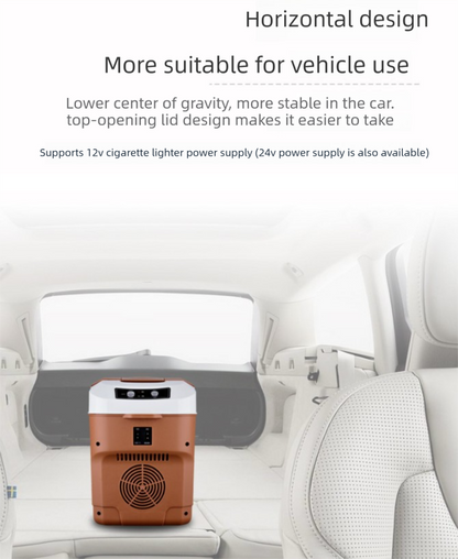 10L Portable Electric Cooler & Warmer Car Fridge with Digital Display 12V/240V Dual Power for Camping Road Trips & Home Office Brown.